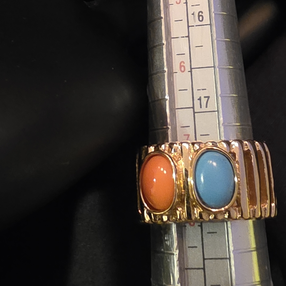Vintage Joseph Esposito 14K EP with Orange and Blue Stones